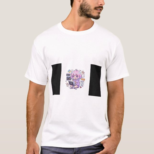 Camiseta de Menina Programadora de Anime Kawaii |  (Frente)