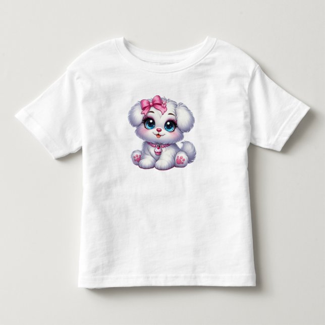 Camiseta de Meninas Cachorrinho Fofo Kawaii (Frente)