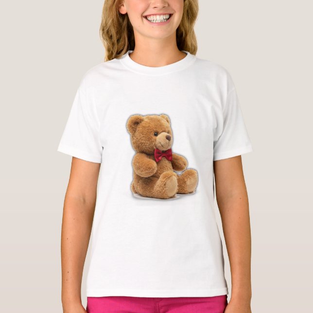 Camiseta de Meninas com Arte de Urso Teddy Clássic (Frente)