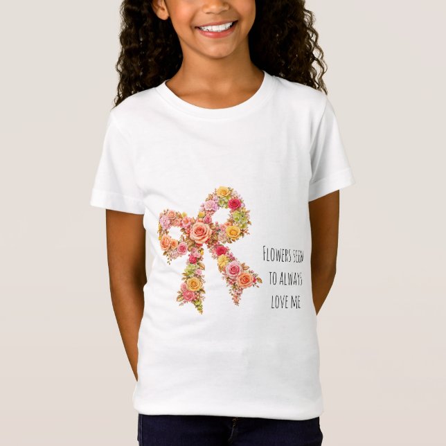 Camiseta de Meninas com Laço Floral | Fofa para Cr (Frente)