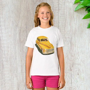 Camiseta de Meninas de Carro Amarelo Antigo