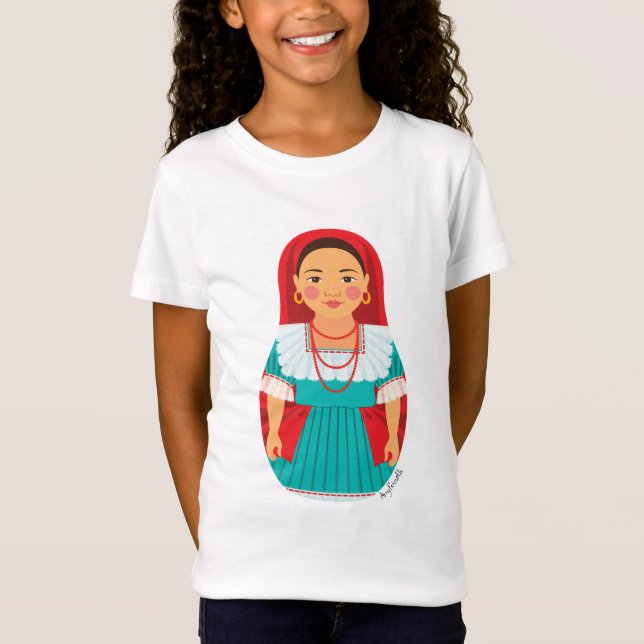 Camiseta de Meninas de Matrioshka Salvadorenho (Frente)