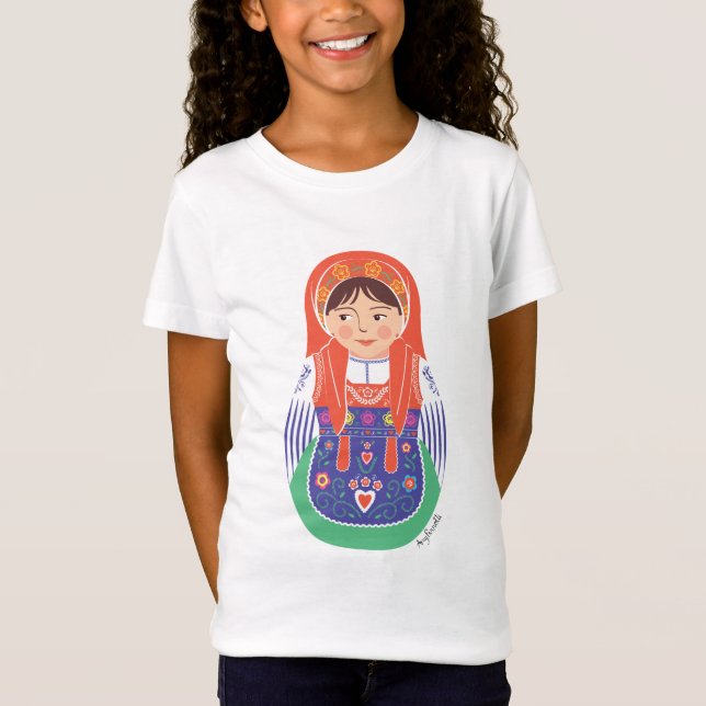 Camiseta de Meninas de Matryoshka Portuguesa (Frente)