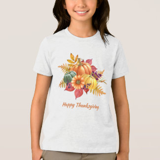 Camiseta de Meninas do Dia de Ação de Graças Abóbo