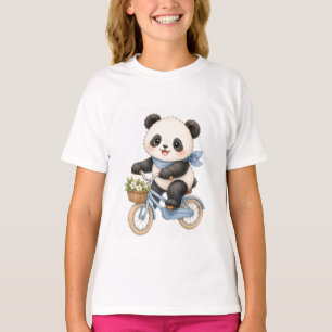 Camiseta de Meninas Urso Panda Fofo Andando de Bic