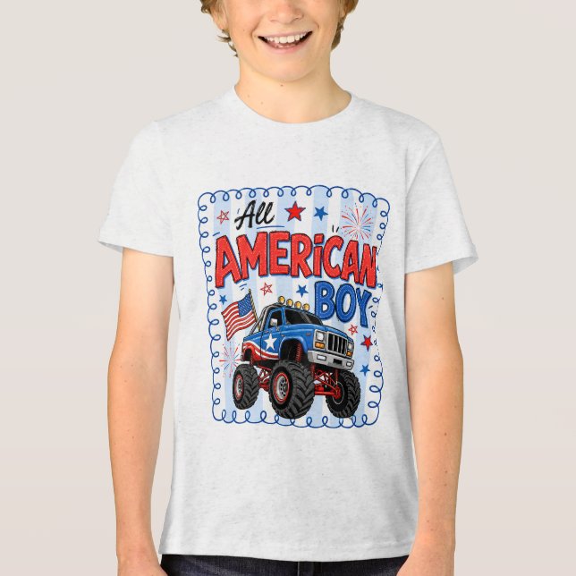 Camiseta de Menino Totalmente Americano (Frente)