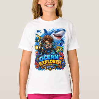 Camiseta de mergulho de tubarão para crianças expl