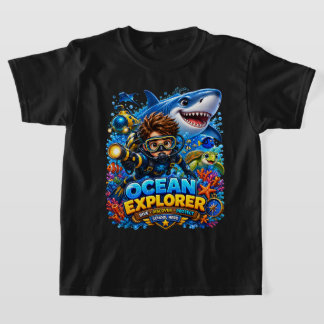 Camiseta de mergulho de tubarão para crianças expl