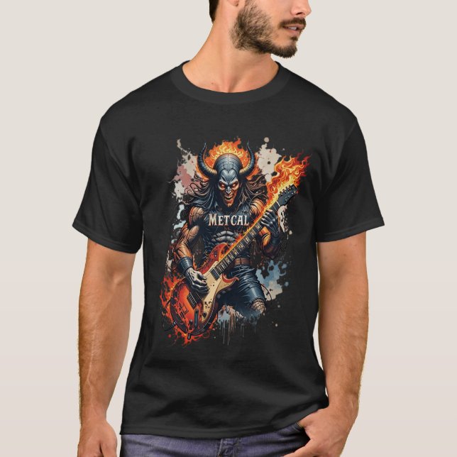 Camiseta de Metal Pesado de Guitarista de Fiery De (Frente)