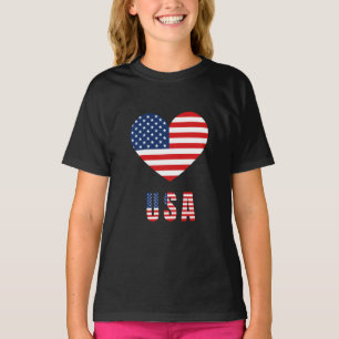 Camiseta de moça com Design de coração de bandeira