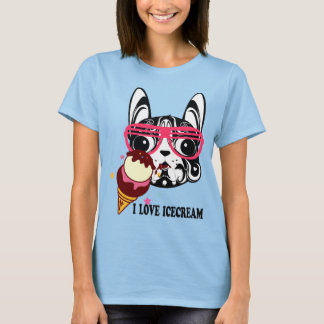 camiseta de moda de icecream de cão de cão