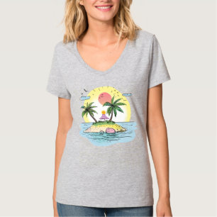 Camiseta de Moda Urbana com Pôr do Sol em Ilha Tro