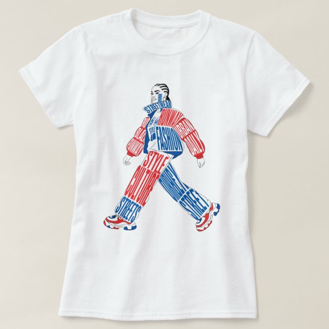 Camiseta de Modelo de Moda de Pista (Frente do Design)