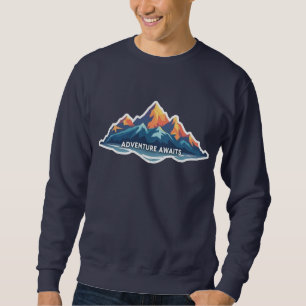 Camiseta de Moletom Azul Marinho Gráfica Montanha