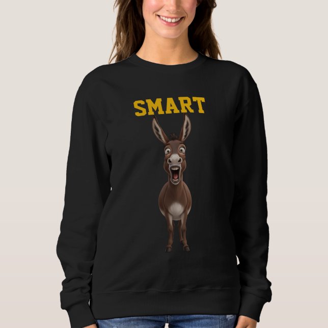 Camiseta de Moletom Burro Inteligente Engraçado (Frente)