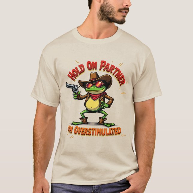Camiseta de Moletom do Meme do Sapo Caubói - Prese (Frente)