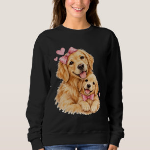 Camiseta de Moletom Golden Retriever Mama Laço Ros