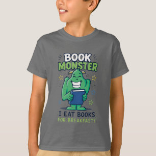 Camiseta de Monstro de Livro Fofo para Crianças -