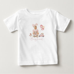 Camiseta de morango rosa vermelho aquarela menina