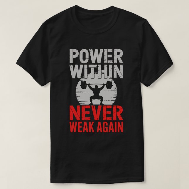 Camiseta de Motivação para Fisiculturistas Poder I (Frente do Design)
