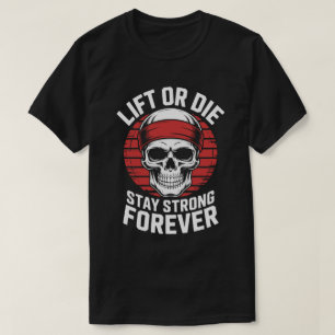 Camiseta de Motivação para Fitness Caveira Levanta