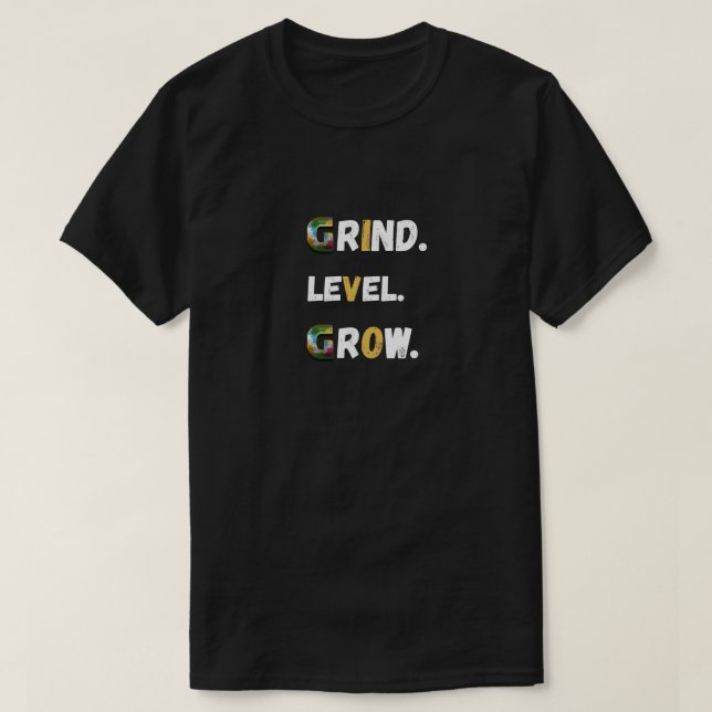 Camiseta de Motivação para Jogadores Grind Level G (Frente do Design)