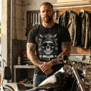 Camiseta de Motocicleta Retro Crânio de Motociclis