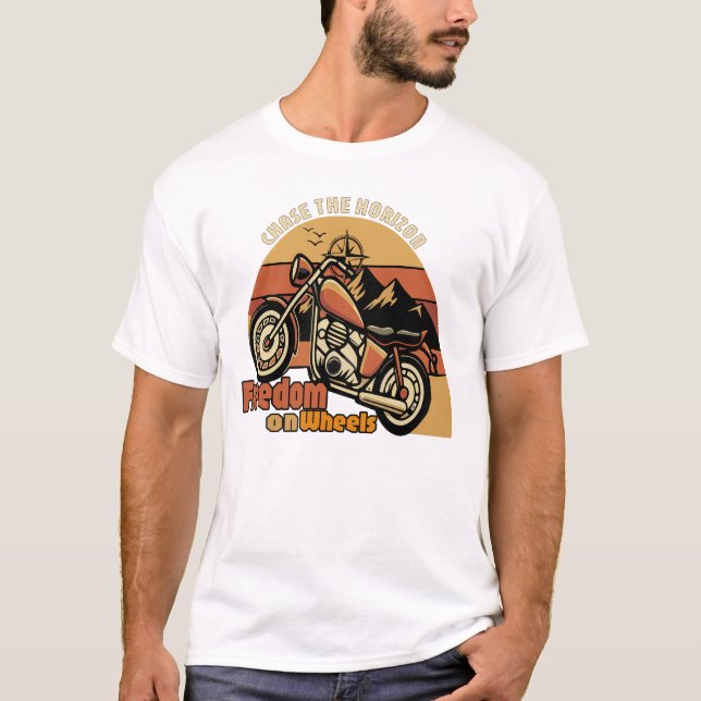 Camiseta de Motoqueiro Liberdade sobre Rodas (Frente)