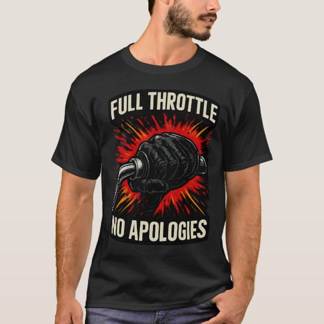 Camiseta de Motoqueiro Sem Desculpas Velocidade Má (Frente)