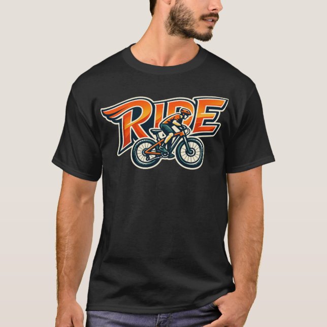 Camiseta de motoqueiro Vintage RIDE Bold  (Frente)