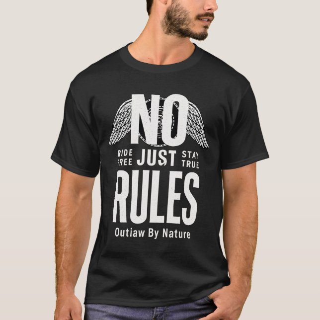 Camiseta de Motoqueiro Vintage Sem Regras (Frente)