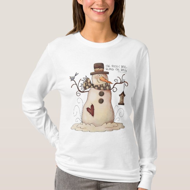 Camiseta de mulheres de neve Inspiradora do Natal (Frente)