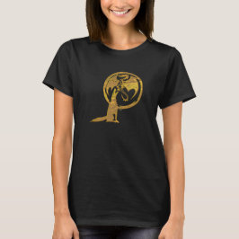 Camiseta de mulheres negras de ouro Wolf & Dragon