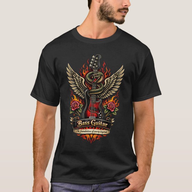 Camiseta de Música de Guitarra e Baixo (Frente)