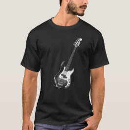 Camiseta de Música Vintage Baixo Guitarra Preto Br