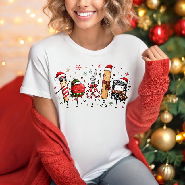 Camiseta de Natal Alegre para Professores (Christmas Teacher School Pride t-shirt)
