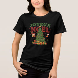 Camiseta de Natal Árvore de Natal Francesa Joyeux