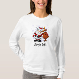 Camiseta de Natal Bingle Jells Papai Noel & Rudolp