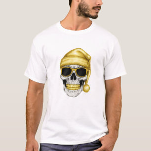 Camiseta de Natal Brilhante Santa Dourado T-Shirt