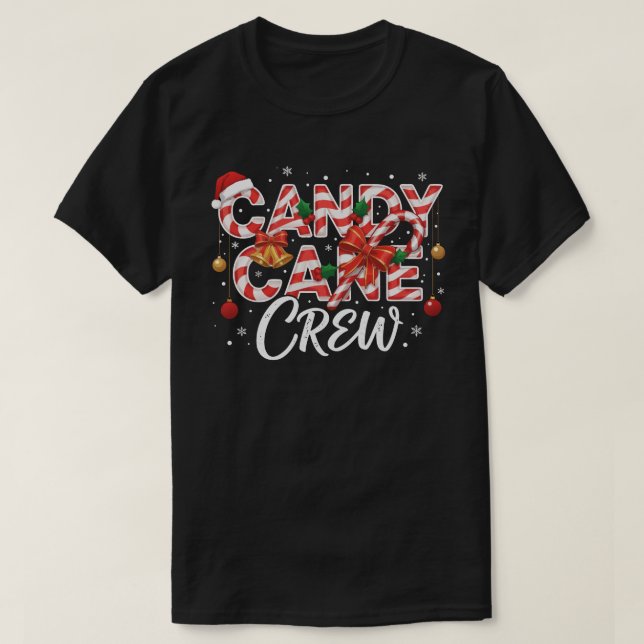 Camiseta de Natal Candy Cane Crew – Vermelho Festi (Frente do Design)