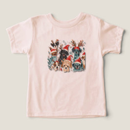 Camiseta de Natal com Cachorro em Arte de Linha | 