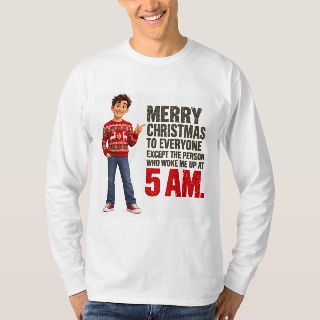 Camiseta de Natal com Despertar Cômico às 5 da Man (Frente)