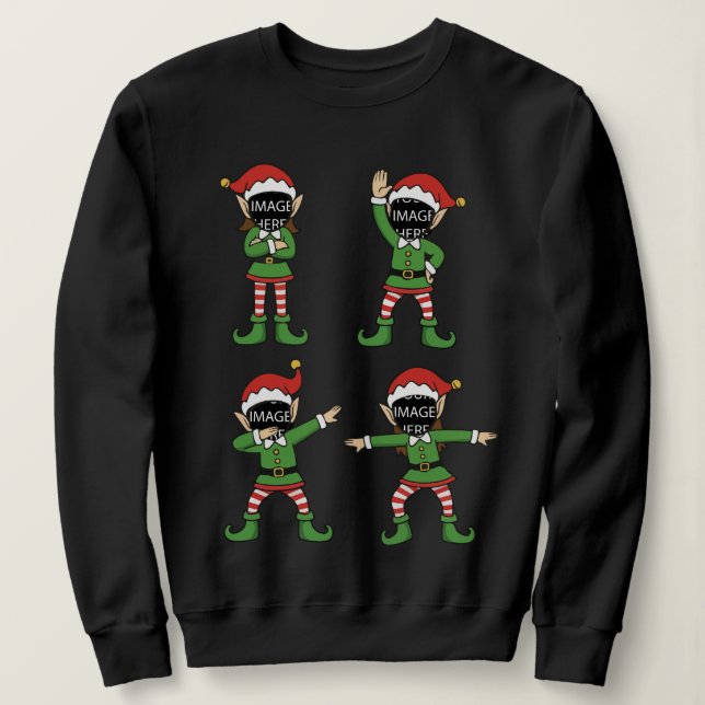 Camiseta de Natal com Elfo de Rosto Personalizado: (Frente do Design)