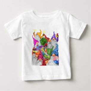 Camiseta de Natal com festa dos gnomos felizes