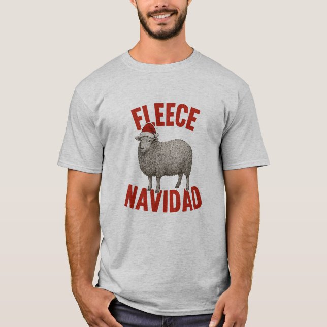 Camiseta de Natal com Ovelha e Piada Fleece Navida (Frente)