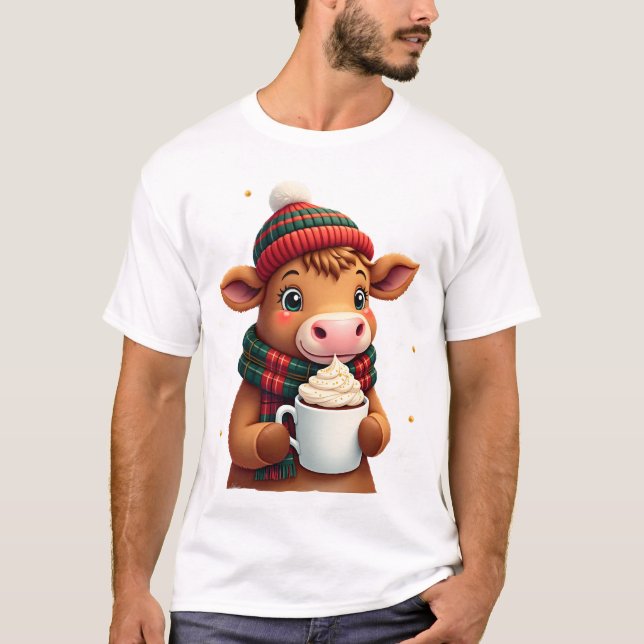Camiseta de Natal com Pincelada de Vaca das Terras (Frente)