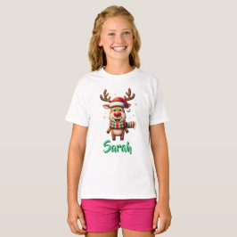 Camiseta de Natal com Rena Têcida Fofa Ilusão
