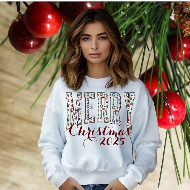 Camiseta de Natal com Script de Feliz Padrão (Criador carregado)