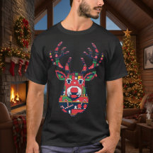 Camiseta de Natal com Suéter Feio de Rena Pixel