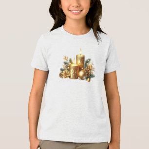 Camiseta de Natal com Velas Douradas